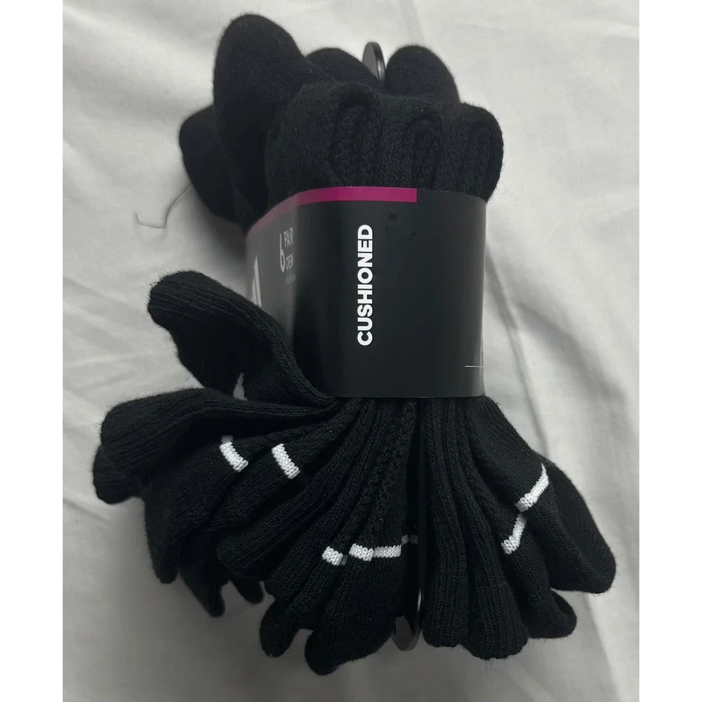 Adidas‎ Womens Cushioned Crew Socks 6 Pair Pack Black Aeroready Size 5-10